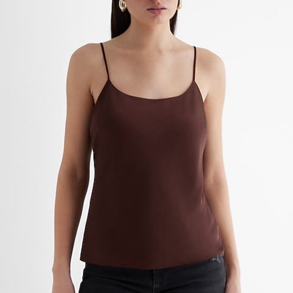 NWOT Express Satin Scoop Neck Cami - Brown size small